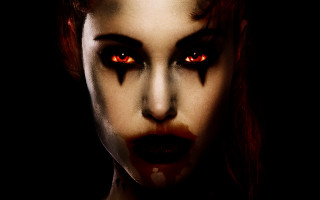 Woman red eyes blood face - dark art free wallpaper for desktop