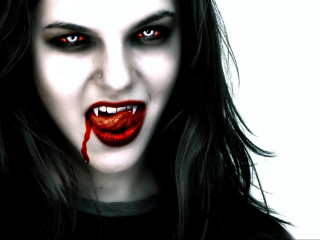 Woman blood face dripping mouth - blood free wallpaper