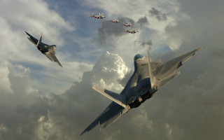 Fighterjets cloudysky usaart digitalrendering mattepainting - fighter jet free wallpaper