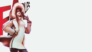 Woman white dress gun cellphone - her hand free wallpaper