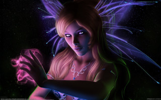 Woman butterfly wings purple dress - a pink object free wallpaper