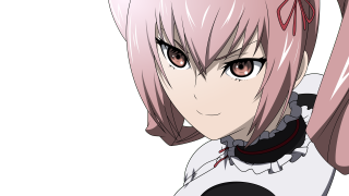 Anime girl pinkhair twintails smile - accent free wallpaper