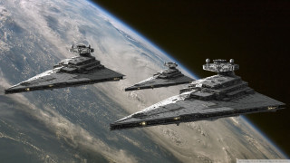 Floating ships in space over - a group of ships free wallpaper