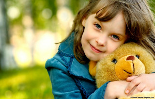 Little girl teddy bear park - a park setting free wallpaper