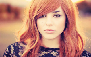 Woman red hair serious black - red hair free wallpaper