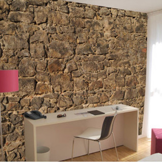 Bedroom stone wall desk computer - free architecture wallpaper for tablet