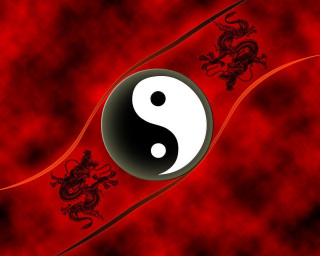 Yin yang dragon red sun - yang symbol free wallpaper