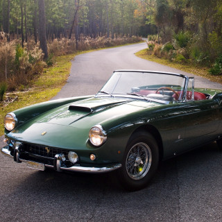 Green sports car woods red - free cars wallpaper for tablet