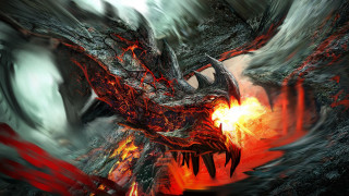 Demonic dragon red flames wings - red flame free wallpaper