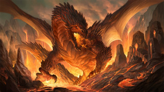 Dragon orange wings rocky lava - a rocky area free wallpaper