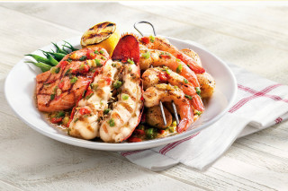 Shrimp vegetables fork lemon food - american impressionism free wallpaper