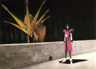 Woman pink dress giant flower - a giant alien free wallpaper