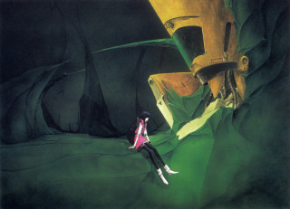 Woman rock cave yellow object - the cliff free wallpaper