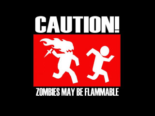 Red white sign zombie running - sign free wallpaper for desktop