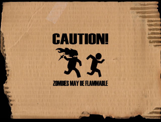 Cardboard box running man fire - sticker free wallpaper
