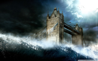 Bridge water boat dark sky - the water below free wallpaper for desktop