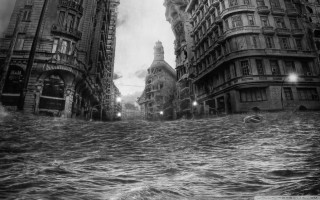 Flooded street buildings water boat - carel willink free wallpaper for desktop