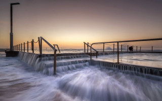 Long exposure water wall sunset - dawn free wallpaper