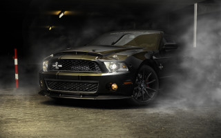Black gold mustang garage smoke - a dark garage free wallpaper