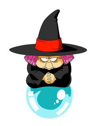 Cartoon witch blue ball black - a pink tail free wallpaper