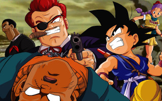 Cartoon group people guns pumpkin - a cartoon of a group free wallpaper