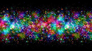 Colorful bubbles stars black background - particle free wallpaper for desktop