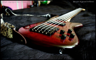 Red bass guitar black sheet - eric peterson free wallpaper
