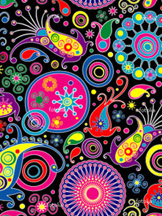 Colorful pattern black background design - psychedelic art free wallpaper for mobile