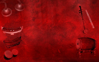 Creepy red assemblage chair clock - a creepy face free wallpaper for desktop