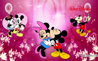 Cartoon boys balloons floral pink - a group of cartoon characters free wallpaper for desktop