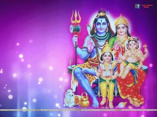 Hindu god family purple background - a blue border free wallpaper