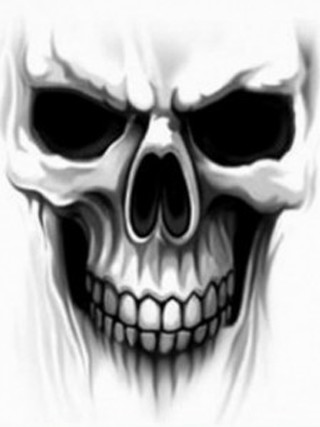 Skull smile black white background - a black outline free wallpaper for mobile