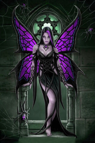 Woman purple wings purple dress - free fantasy wallpaper for mobile