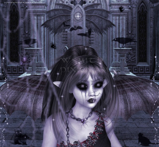 Girl creepy face wings gothic - dark fantasy art free wallpaper for tablet