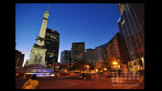 City street tall buildings clock 2 - a calendar free wallpaper