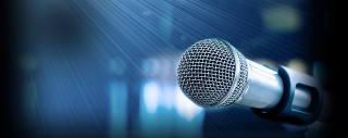 Microphone spotlight blue background image - diffuse lighting free wallpaper