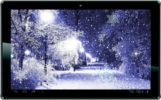 Tablet snowy scene streetlight night - a tablet computer free wallpaper