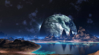 Planet sky mountains lake background - a. hardy free wallpaper