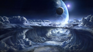 Blue planet clouds moon bright - david free wallpaper for desktop