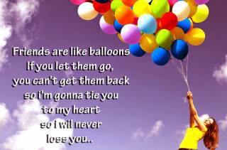 Woman holding balloons quote friends - andries both free wallpaper