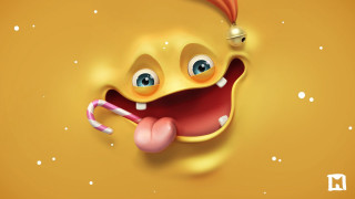 Yellow smiling face candy cane - top of it free wallpaper for desktop