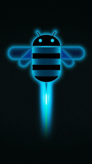 Blue black bee glowing backlight - bioluminescence free wallpaper for mobile