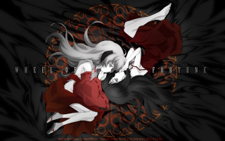 Anime couple flowers swirl black - official art free wallpaper for desktop