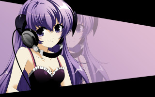 Girl headphones purple background black - headphone free wallpaper for desktop