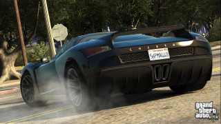 Blue sports car street sign - in gta v free wallpaper