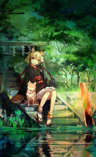 Woman bench dog forest cat - a bench next free wallpaper