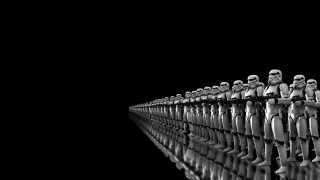 Toy figures lined up black - symmetric balance free wallpaper
