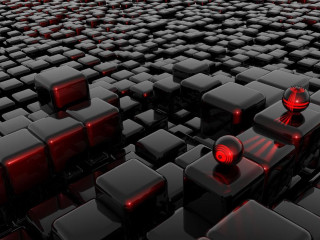 Black red cubes red lights - a red light in the middle free wallpaper