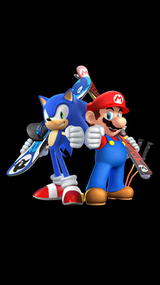 Sonic mario black background couple - free gaming wallpaper for mobile