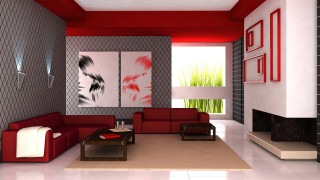 Living room red couch painting - a red couch free wallpaper